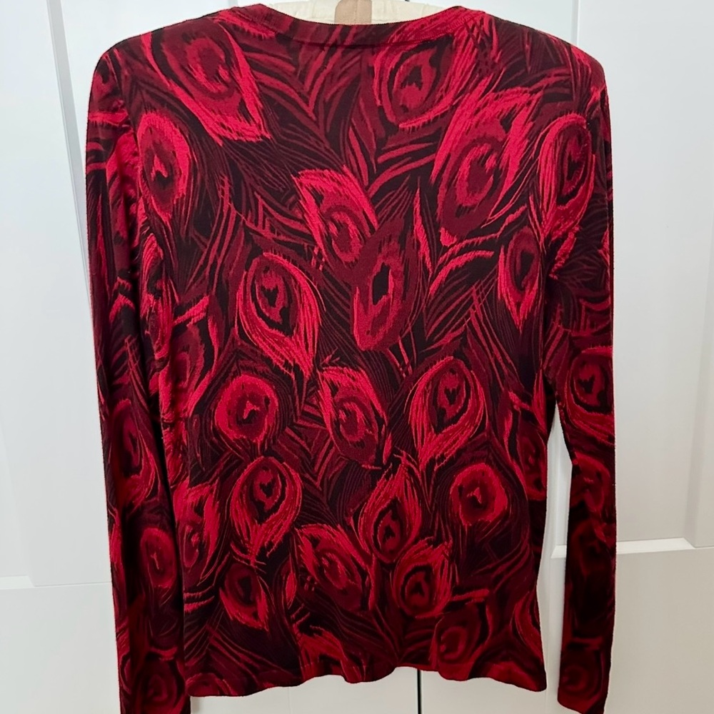 Jones New York Vintage Red and Black Abstract Cardigan - Picture 2 of 2